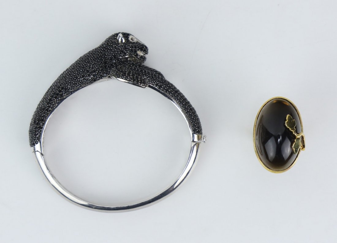 Two (2) Precious Stone & Silver Ring & Bracelet (1 of 3)