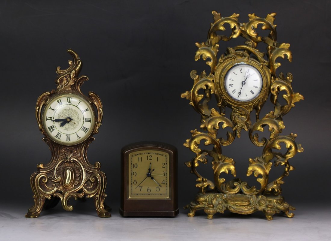 Group Of Three (3) Bronze European Style Clocks (1 of 5)