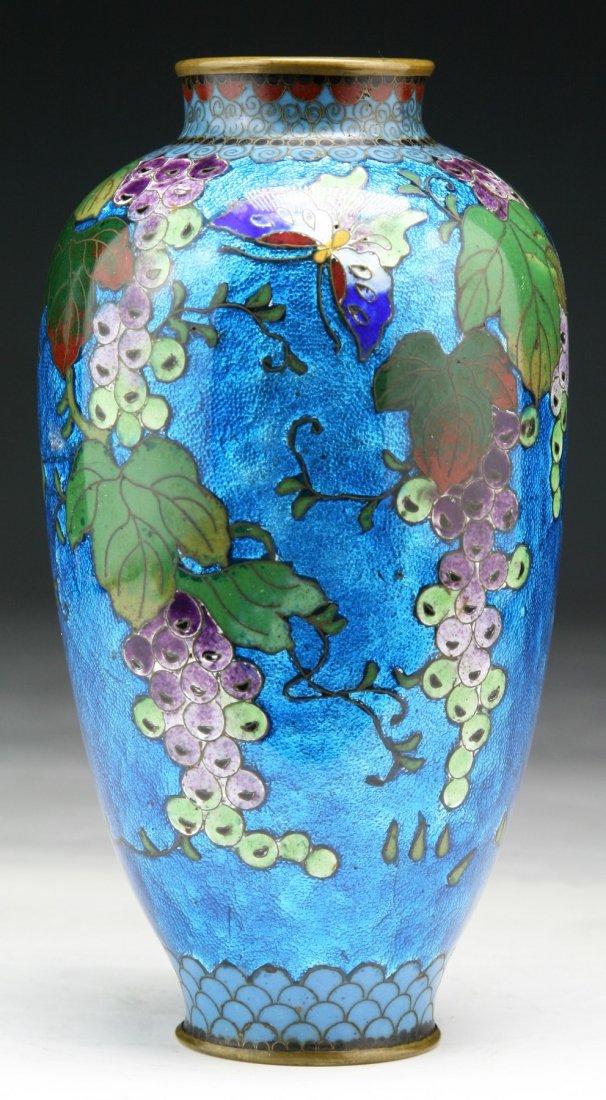 A Japanese Antique Cloisonne Vase: A Japanese Antique Cloisonne Vase; Size: H: 6-1/4"