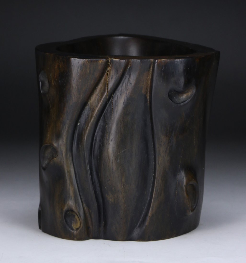 A Chinese Antique Wood Carved Brush Pot (1 of 3)