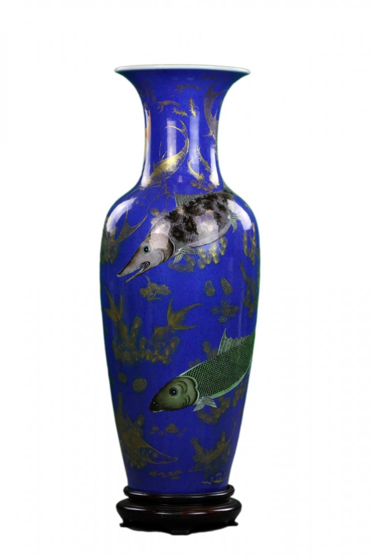 A Massive Chinese Antique Blue Glazed Porcelain Vase (1 of 4)