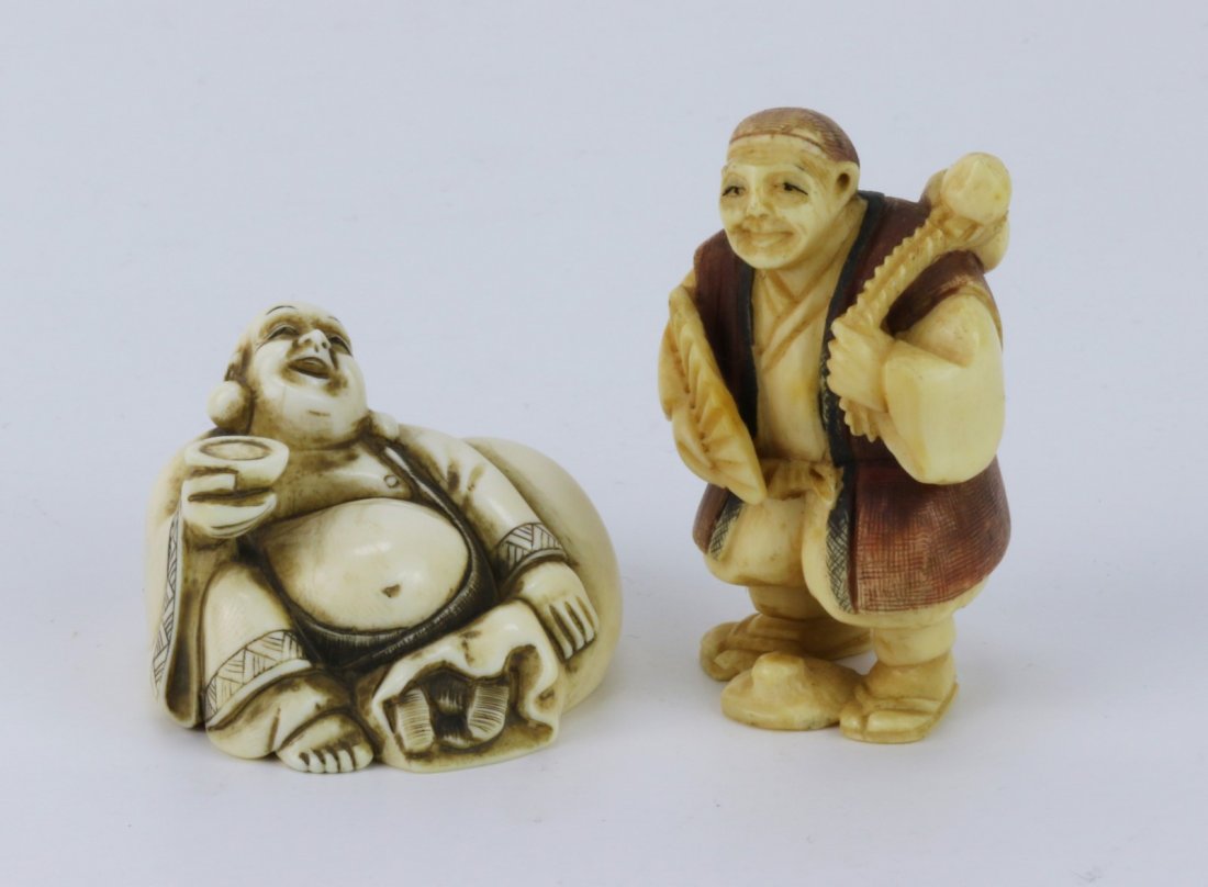 Two (2) Antique Ivory Carved Netsuke (1 of 4)