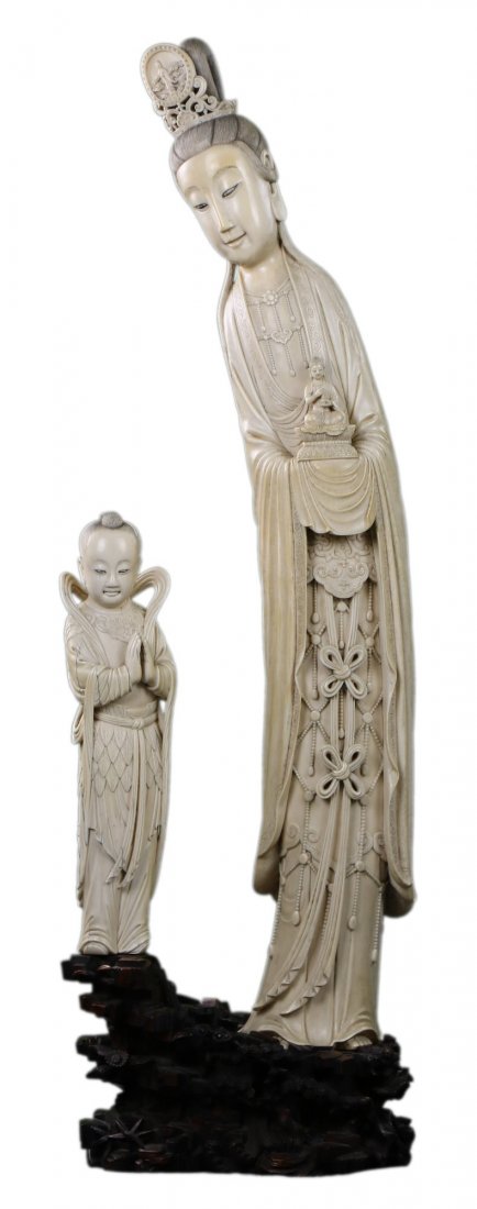 A Massive Chinese Antique Ivory Carved Figure Group (1 of 10)