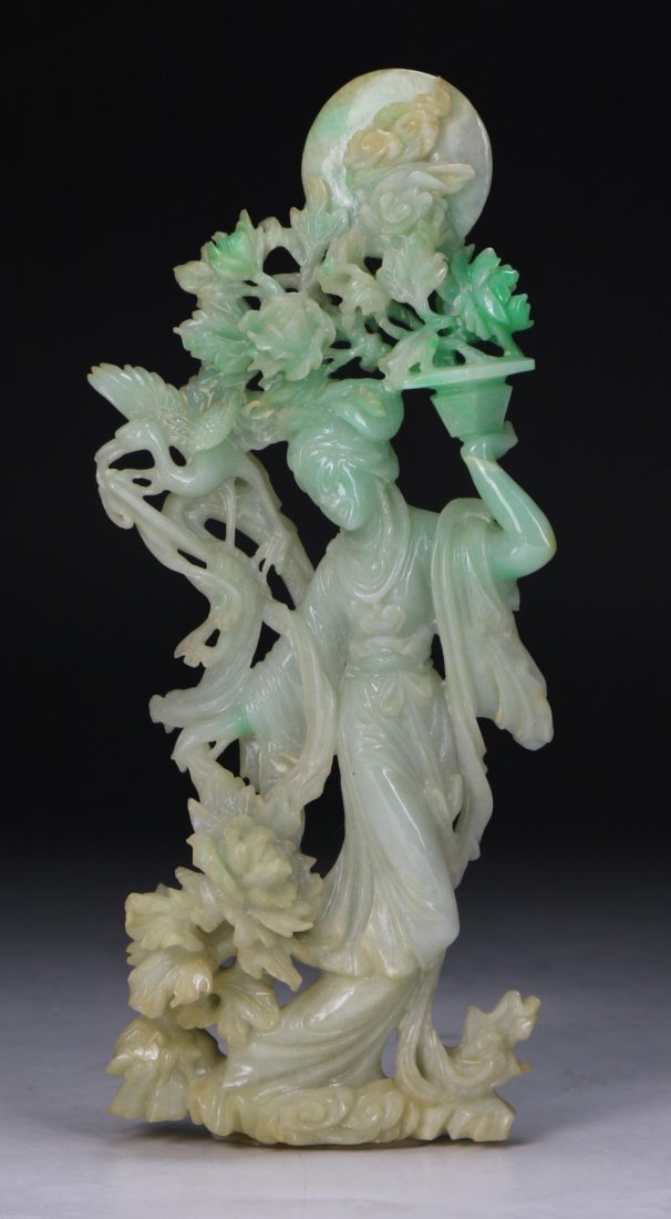 A Fine Chinese Antique Jadeite Carved Beauty (1 of 5)