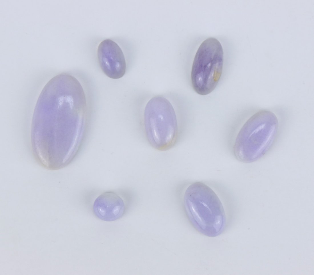 Seven (7) Lavender Jadeite Cabochons With One AIGL (1 of 3)