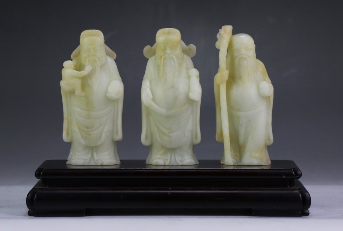 Set Of Three (3) Chinese Antique Jade Or Stone Carved (1 of 2)