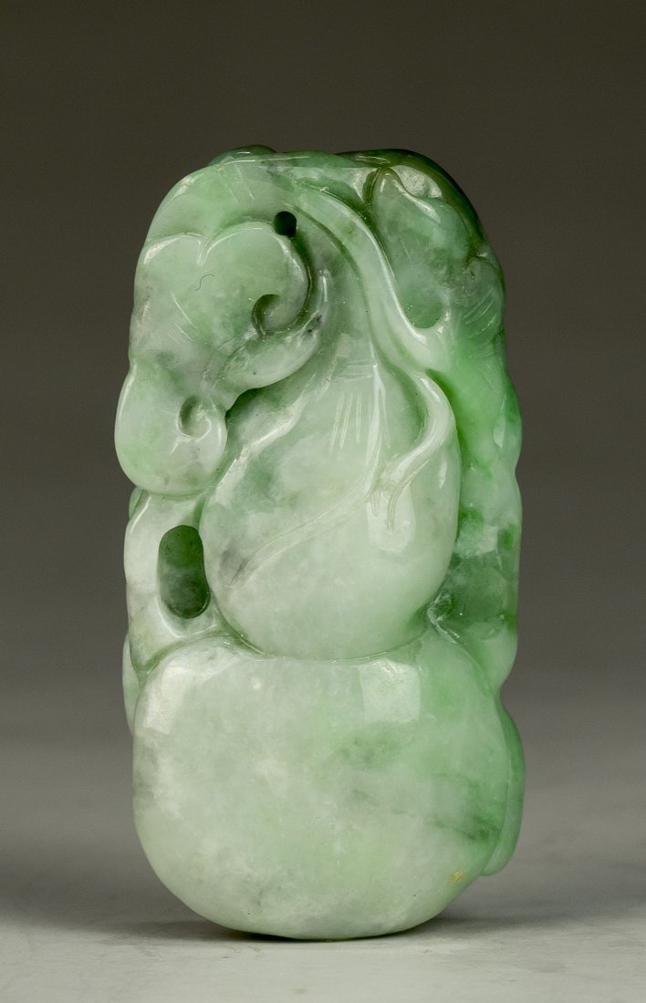 A Chinese Celadon Jadeite Carved Pendant (1 of 2)