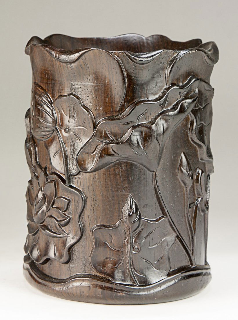 A Chinese Antique Wood Carved Brush Pot (1 of 4)