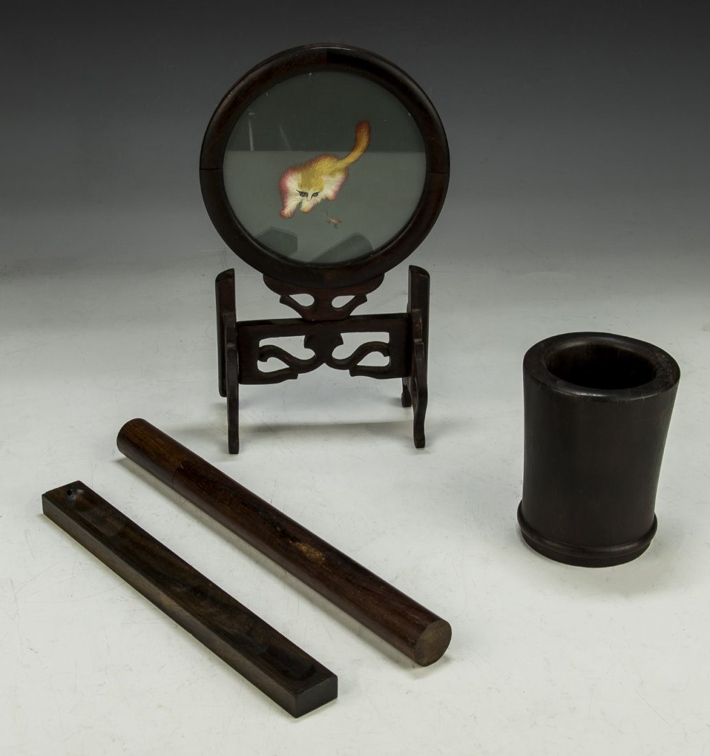 Four (4) Chinese Wood Carved Items (1 of 1)