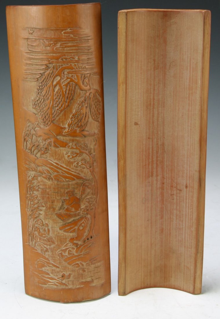 Pair Chinese Bamboo Carved Armrest (1 of 1)