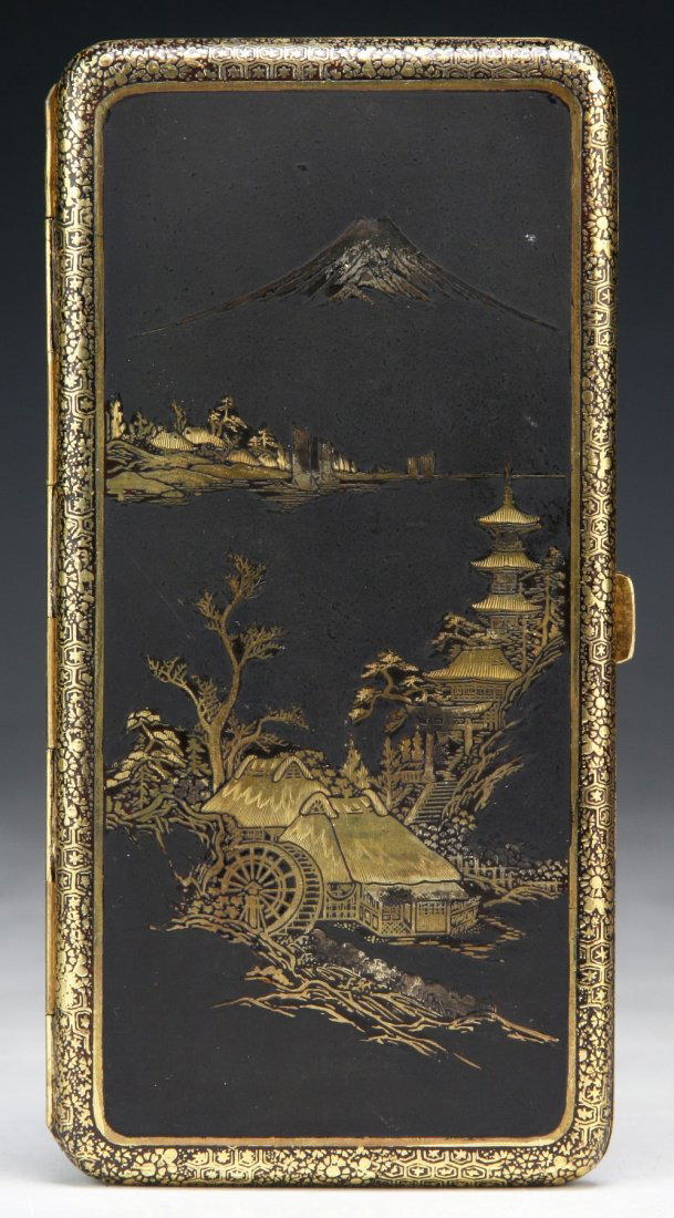 A Japanese Antique Engraved Damascene Cigarette Case (1 of 3)