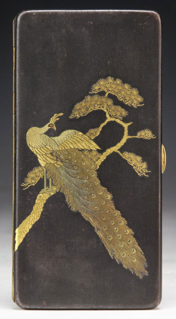A Japanese Antique Engraved Damascene Cigarette Case (1 of 3)