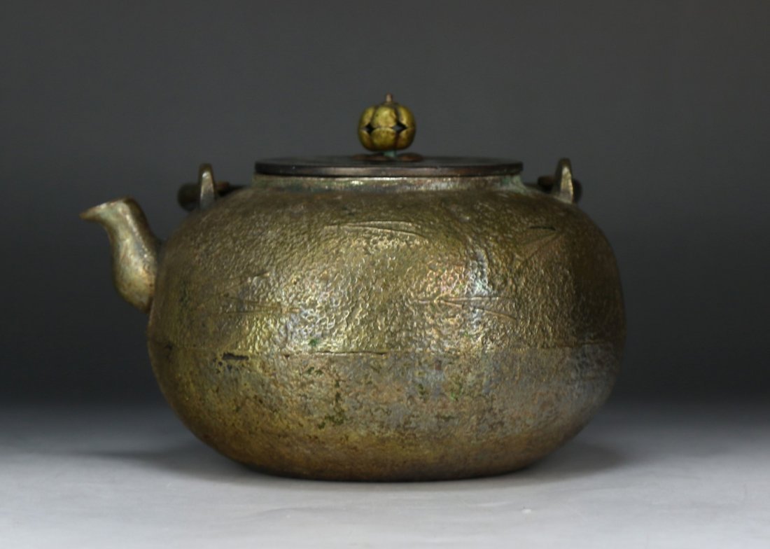 A Japanese Antique Iron Teapot: A Japanese Antique Iron Teapot: of 19TH Century; Size: L: 7"