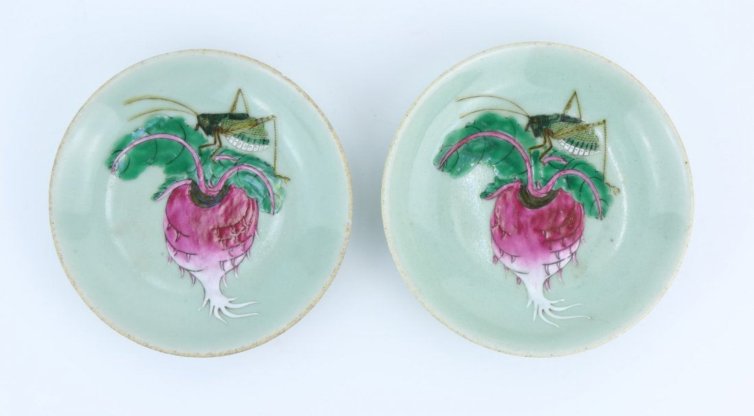 Pair Chinese Antique Famille Rose Porcelain Plates (1 of 4)