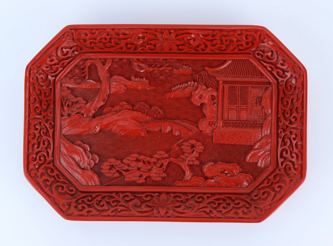 A Chinese Cinnabar Lacquer Square Plate (1 of 4)