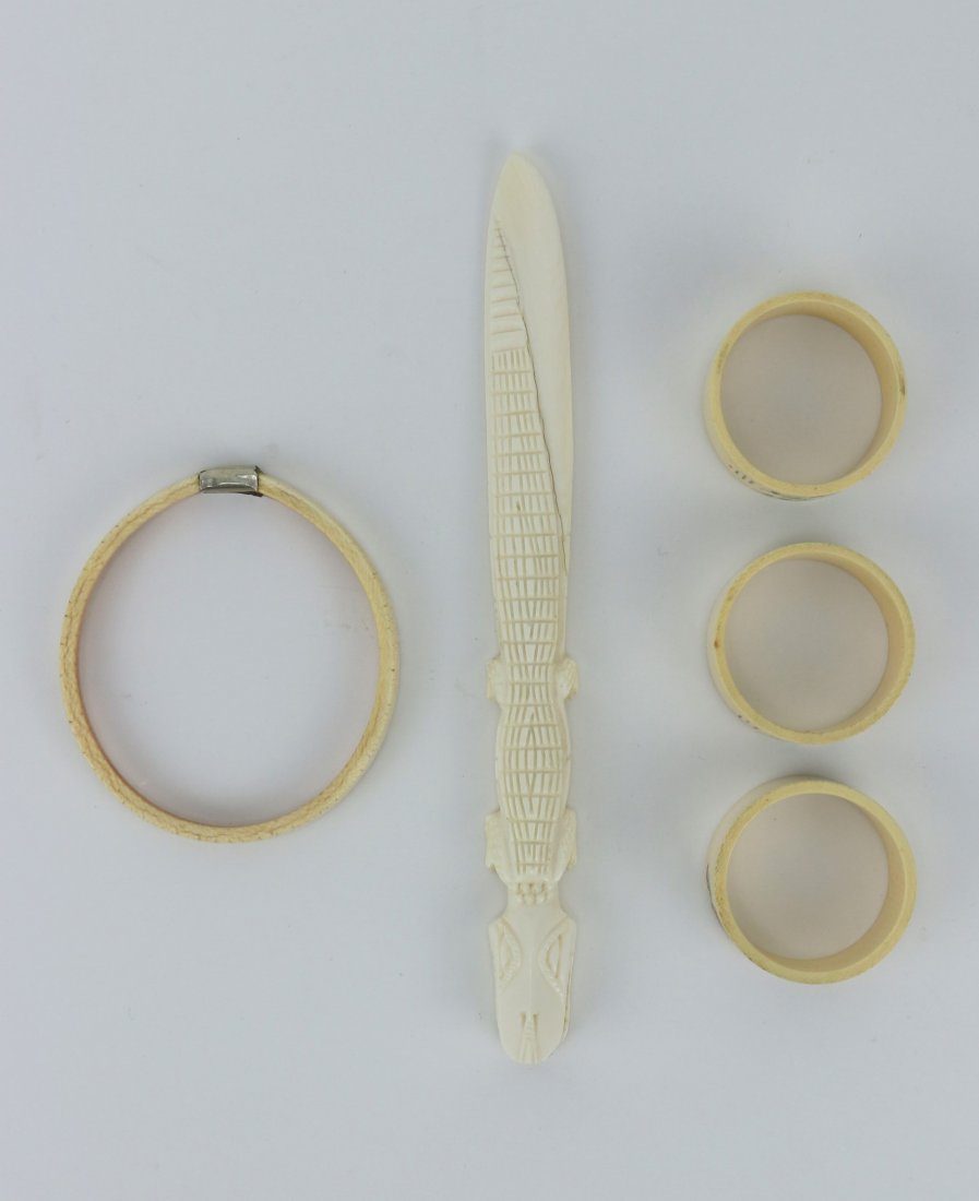 Five (5) Antique Ivory Carved Items (1 of 6)