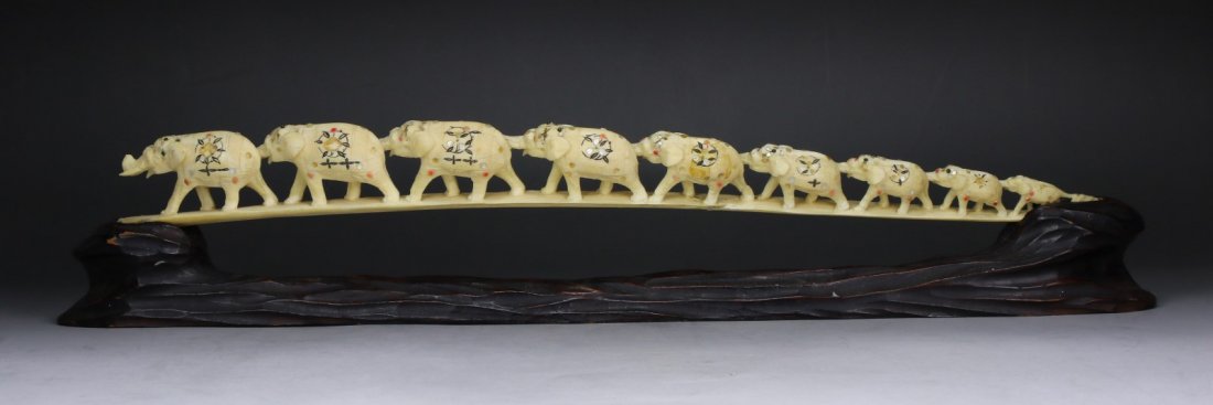A Japanese Antique Shibayama Ivory Elephant Bridge (1 of 4)