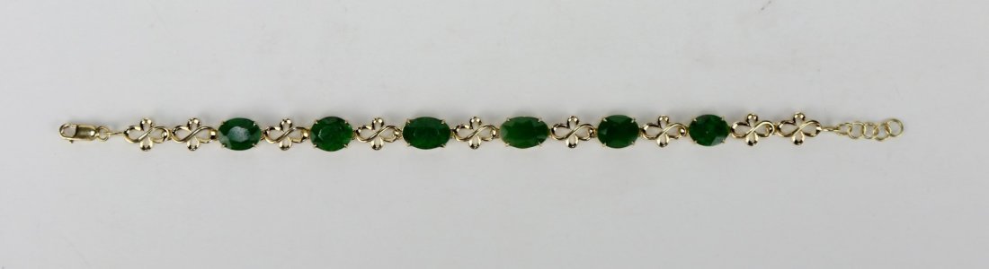 A Natural Dark Green Jadeite Bracelet, 18K Gold (1 of 5)
