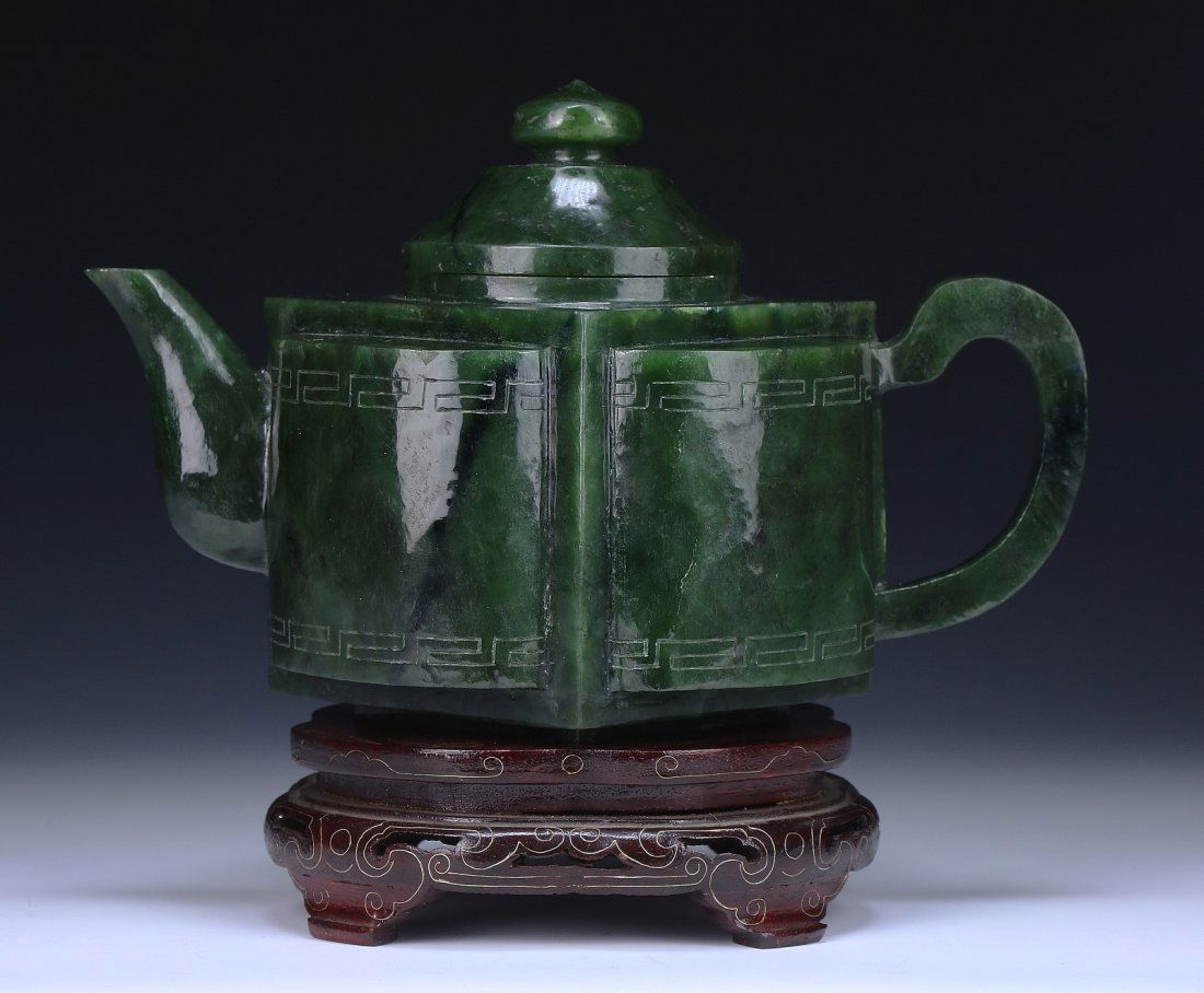 A Nephrite Jade Carved Teapot With AIGL Certificate (1 of 5)