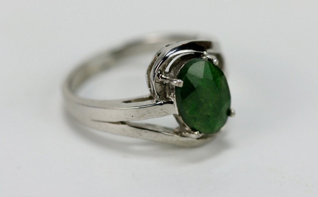 A Dark Green Jadeite Ring, Gilt On Silver (1 of 3)