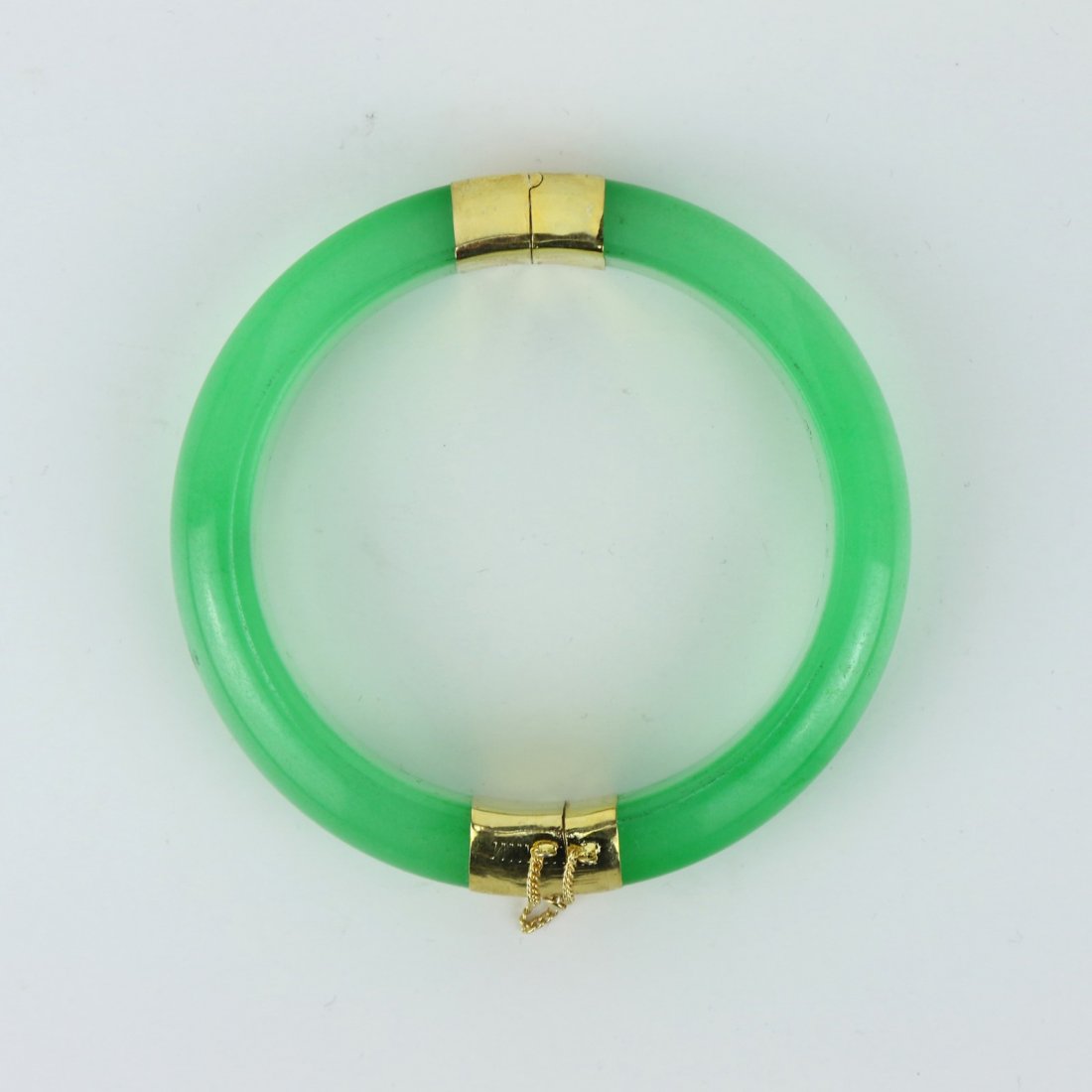 A Jadeite Carved Bangle, 14K Gold (1 of 4)