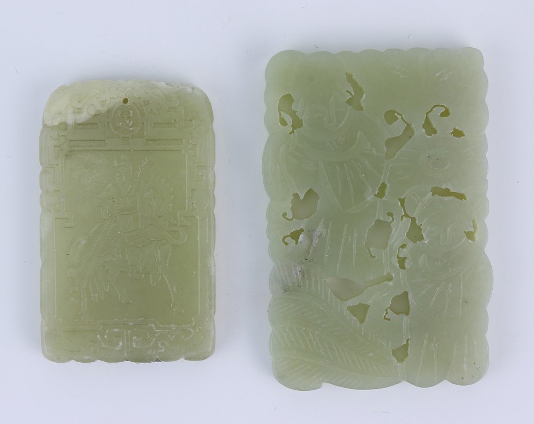 Two (2) Jade Carved Plaques (1 of 2)
