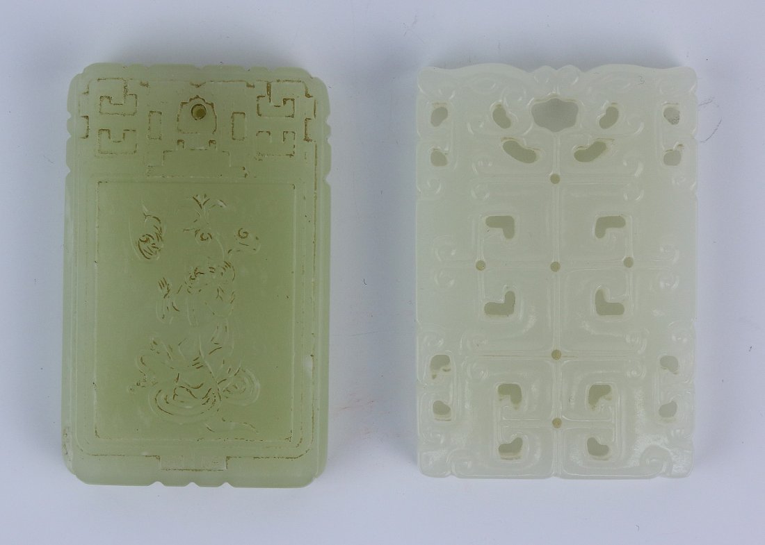 Two (2) Jade Carved Plaques (1 of 2)