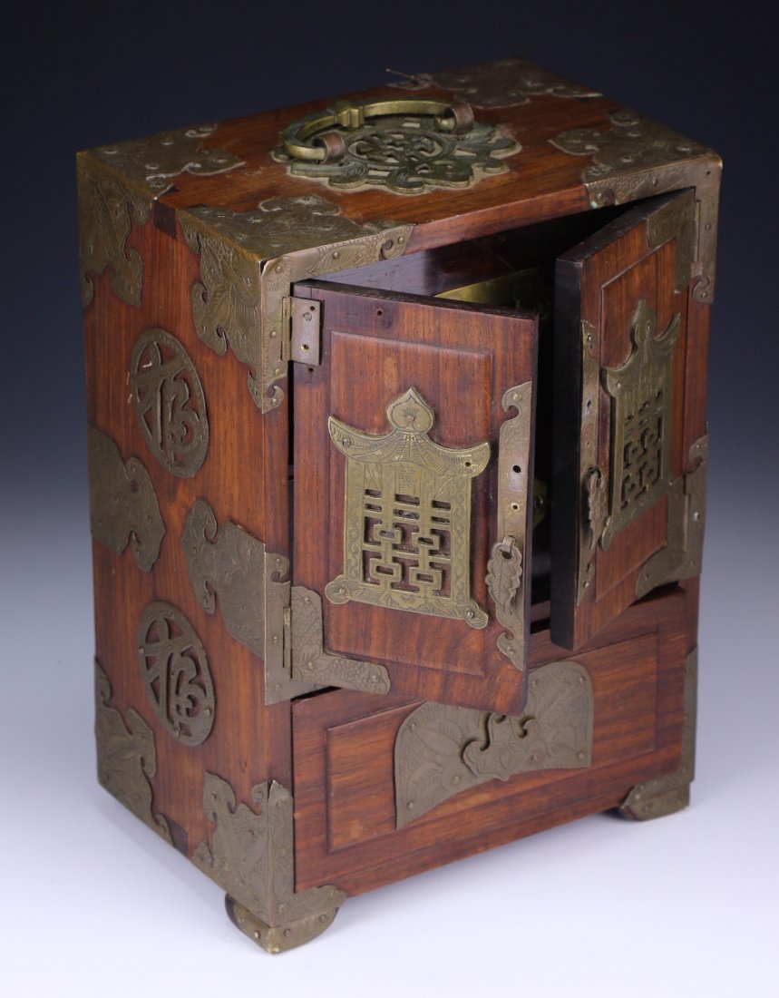A Chinese Antique Rosewood Jewelry Box: A Chinese Antique Rosewood Jewelry Box; Size: H: 9-1/2"