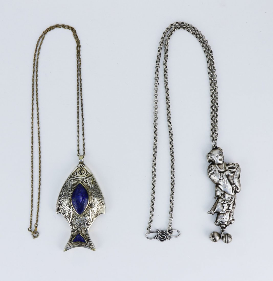 Two (2) Chinese Antique Silver Pendant Necklaces (1 of 5)