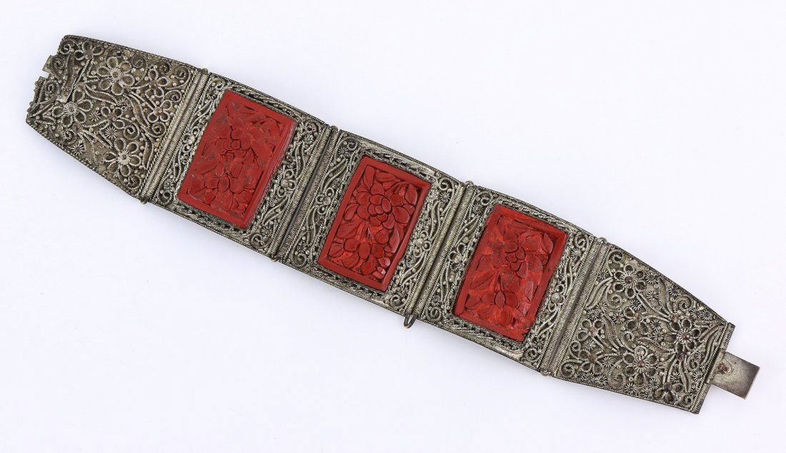 A Chinese Antique Filigree On Silver Lacquer Bracelet (1 of 5)