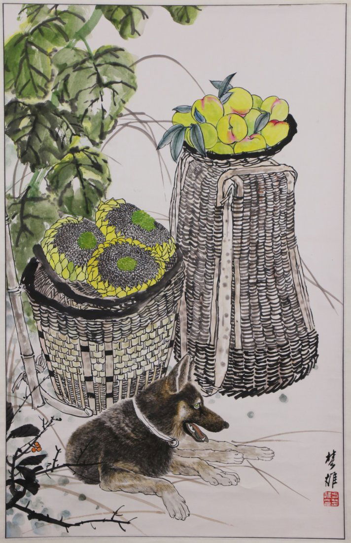 A Chinese Paper Hanging Painting Scroll By Fang, (1 of 3)