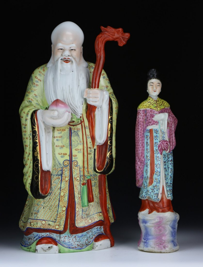 Two (2) Chinese Antique Famille Rose Porcelain Figures (1 of 7)
