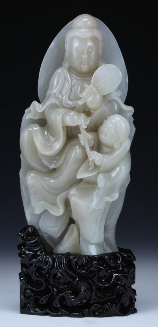 A Chinese Nephrite Jade Carved Figure Of Guanyin (1 of 4)