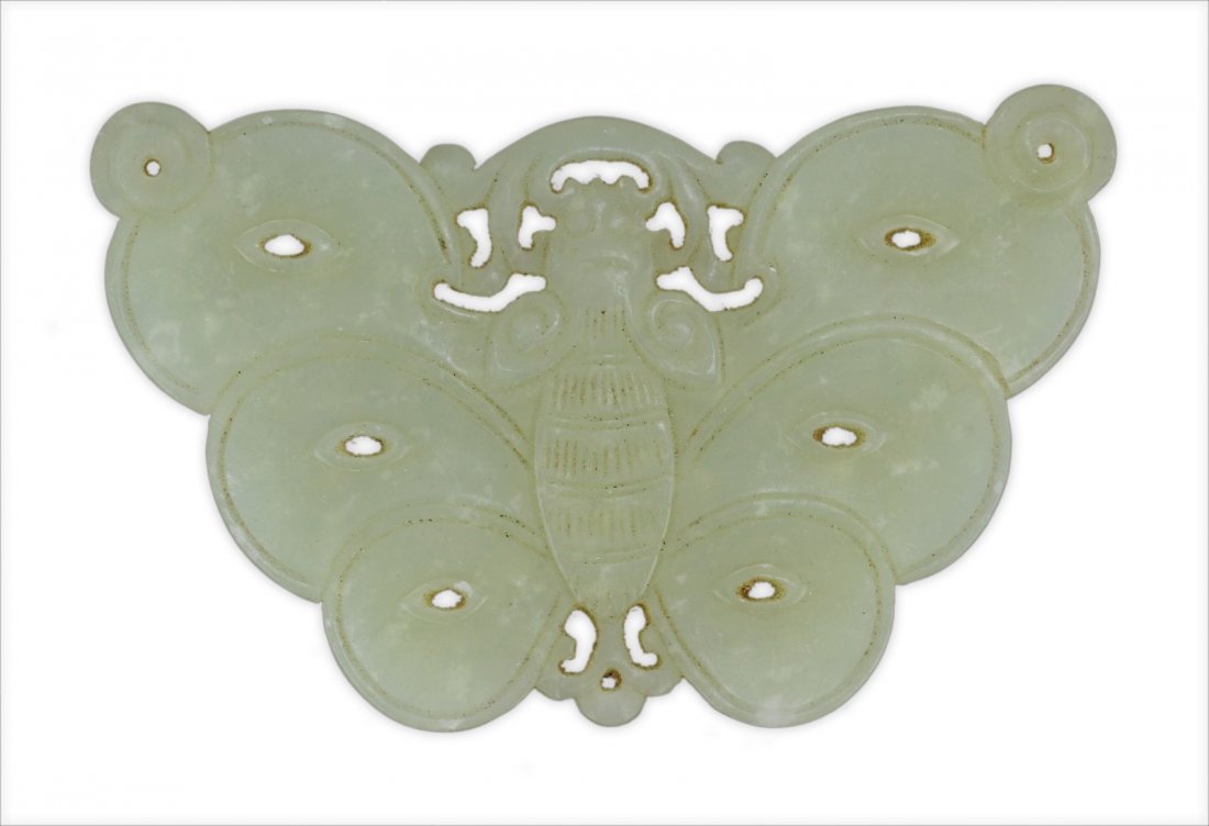 A Chinese Antique Celadon Nephrite Jade Butterfly (1 of 2)