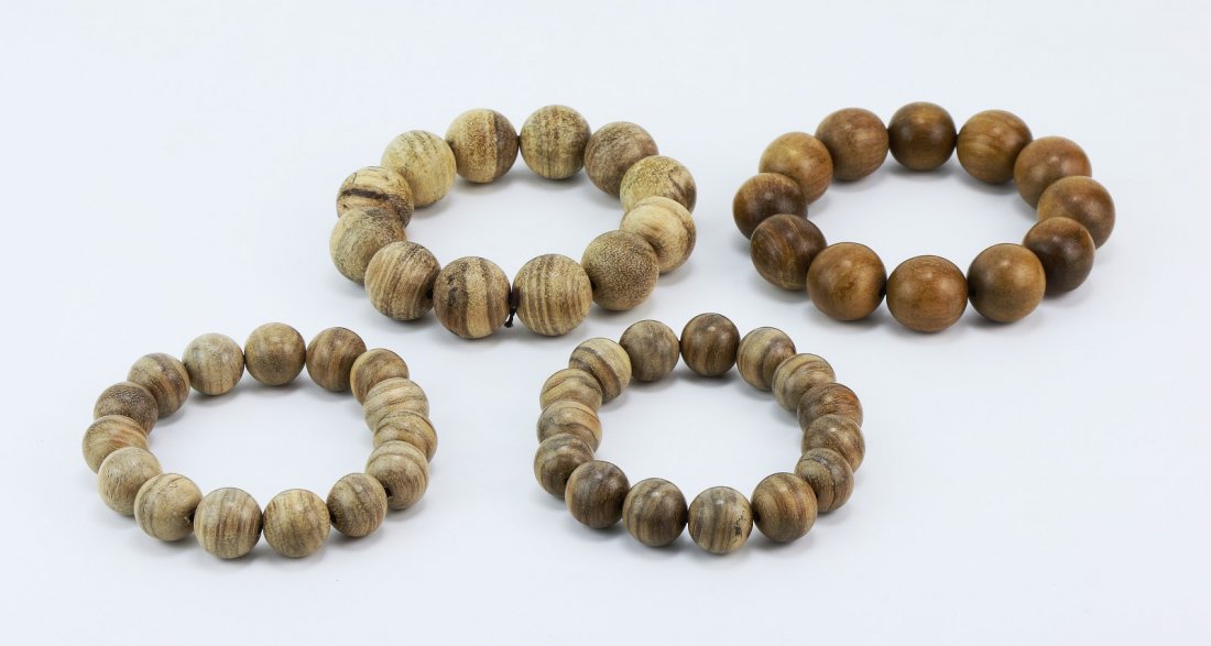 Four (4) Agarwood Beaded Bracelets (1 of 2)