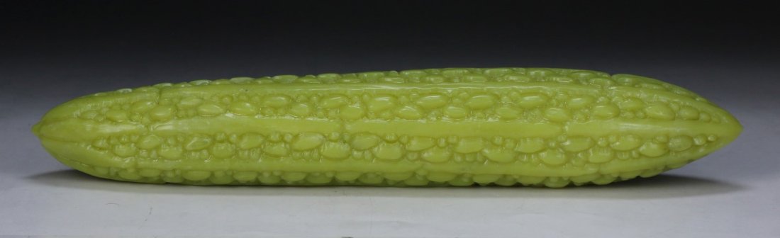 A Chinese Soapstone Carved Bitter Melon: A Chinese Stone Carved Bitter Melon; Size: L: 12-1/2"