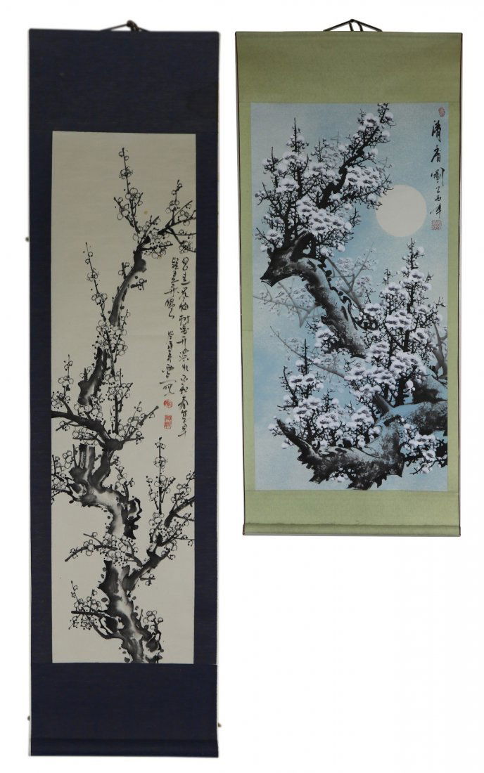 Two (2) Chinese Paper Hanging Painting Scrolls (1 of 4)