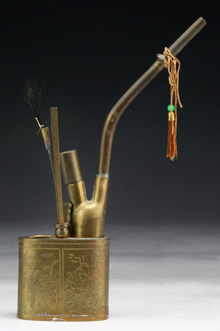 A Chinese Antique Bronze Tobacco Pipe (1 of 3)