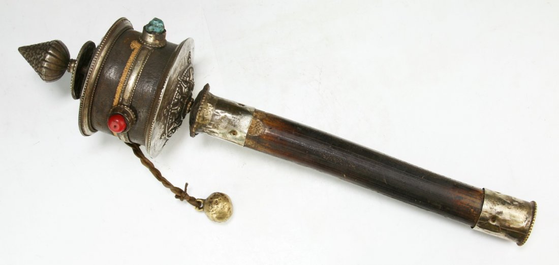 A Tibetan Antique Jeweled Bronze Ritual Prayer (1 of 4)