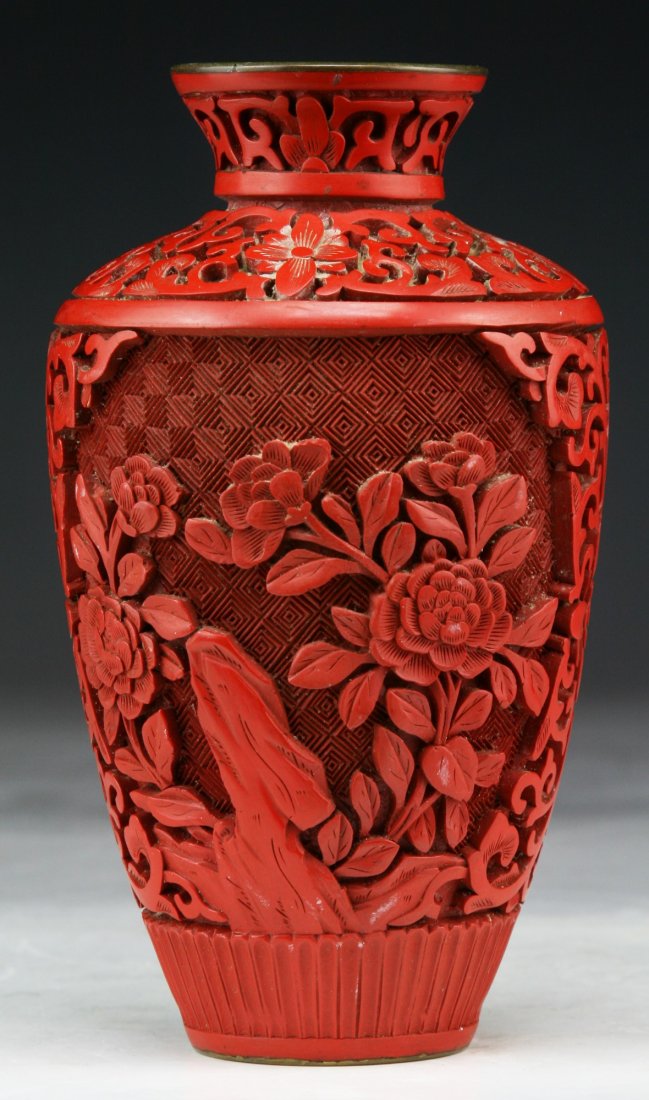 A Chinese Antique Cinnabar Lacquer Vase (1 of 4)