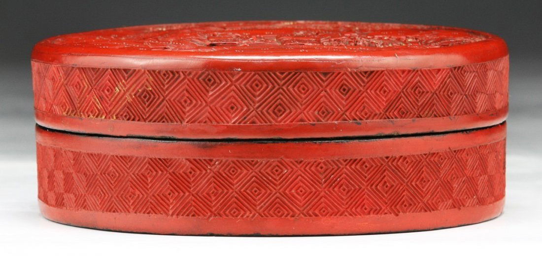 A Chinese Antique Red Cinnabar Lacquer Box With Cover (1 of 4)