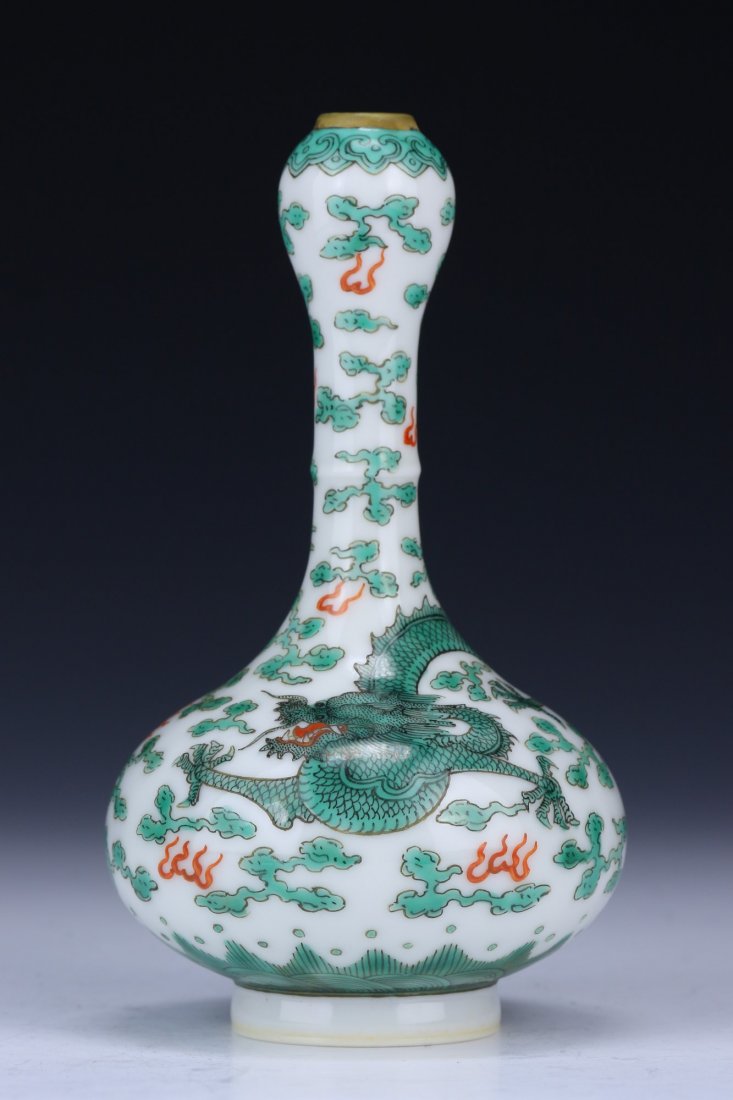 A Chinese Famille Verte Iron Red Porcelain Vase (1 of 5)