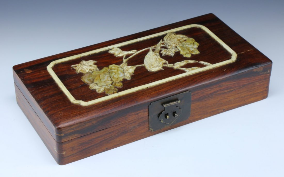 A Chinese Inlaid Wood Carved Box (1 of 3)