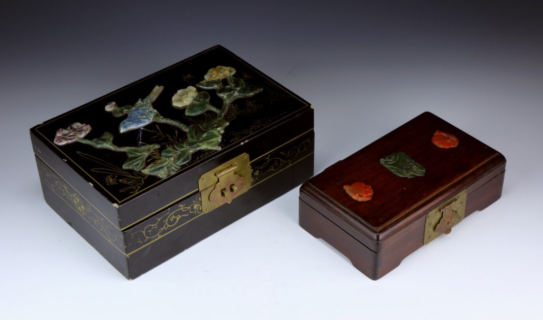 Two (2) Chinese Antique Lacquer Wood Boxes (1 of 5)