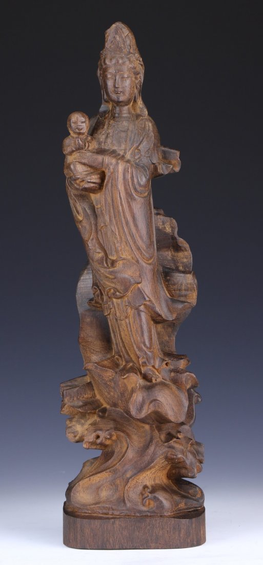 A Chinese Vintage Agarwood Chen Xiang Carved Guanyin (1 of 7)