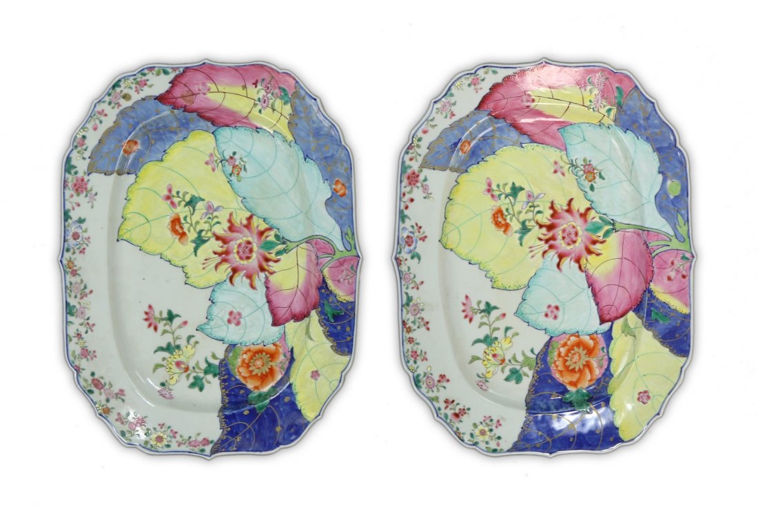 Pair Big Chinese Famille Rose Porcelain Plates (1 of 2)