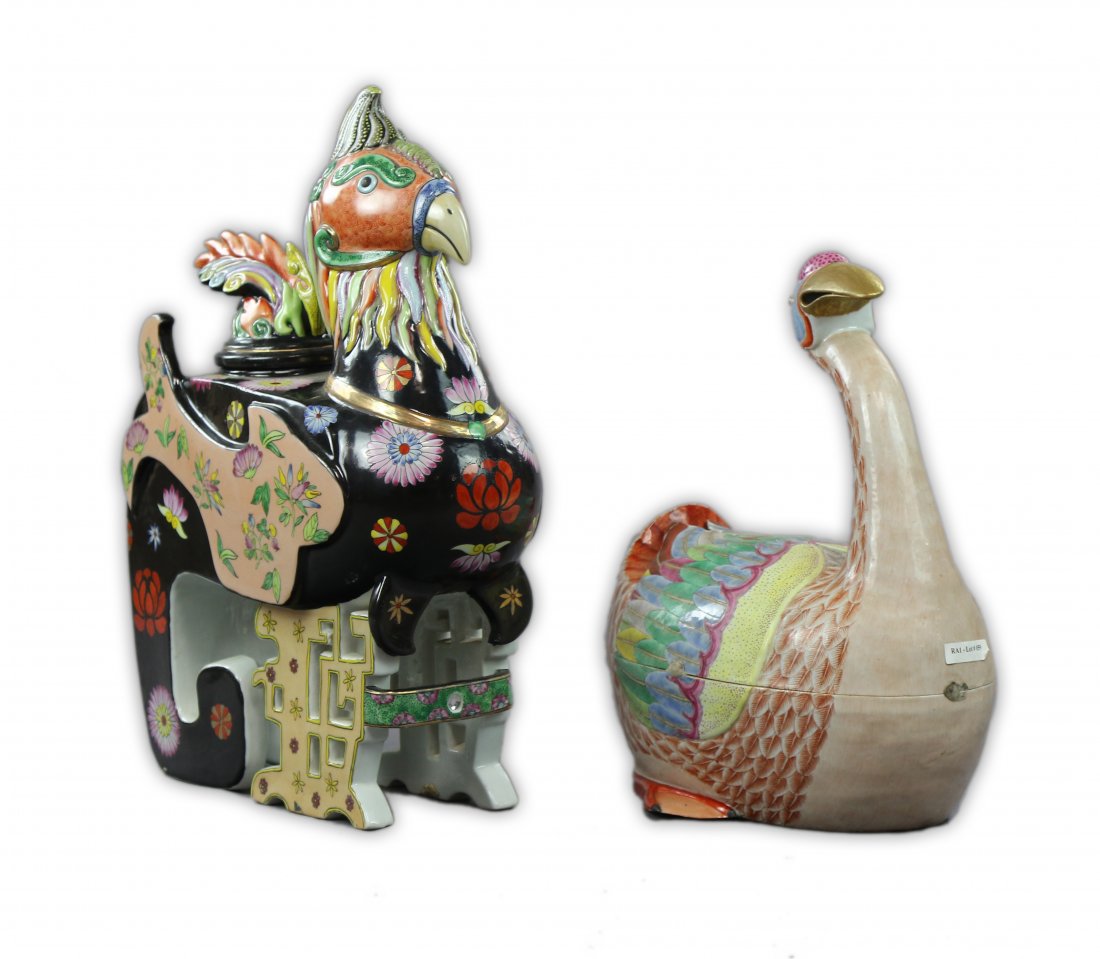 Two (2) Big Chinese Famille Rose Porcelain Figures (1 of 4)