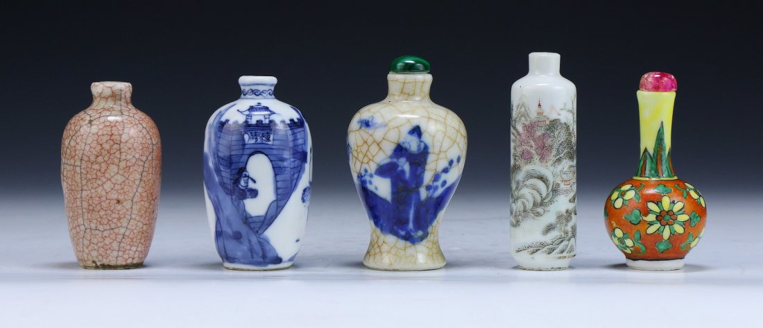 Five (5) Chinese Antique Porcelain Snuff Bottles (1 of 4)