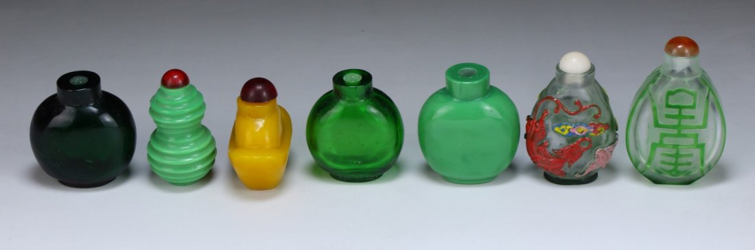 Seven (7) Chinese Antique Peking Glass Snuff Bottles (1 of 3)