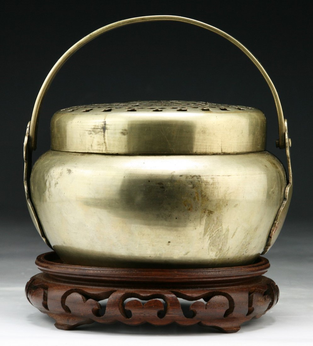 A Chinese Antique White Brass Hand Warmer (1 of 4)